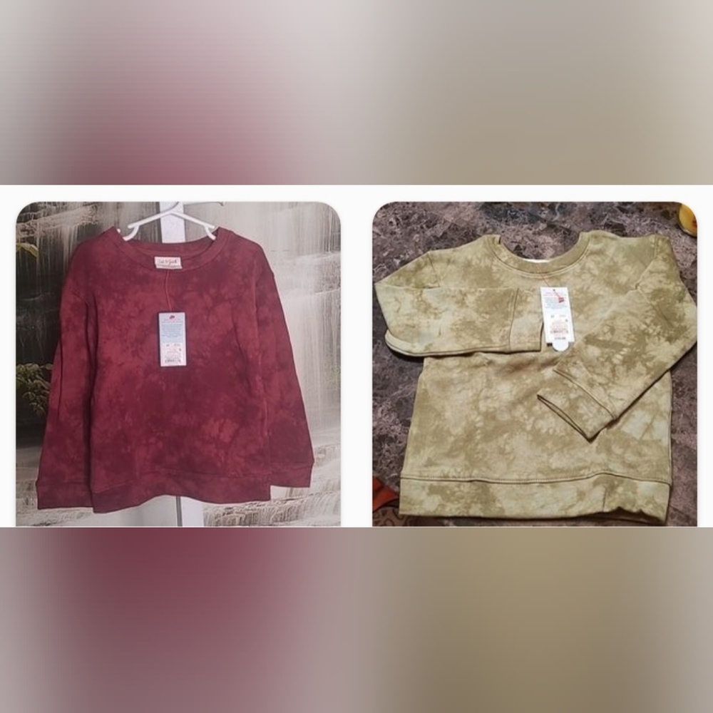 New! Cat & Jack Boys 4T set of 2 burgundy and green cozy Sweatshirts